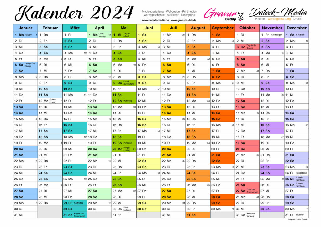 Kalender 2024 als PDF